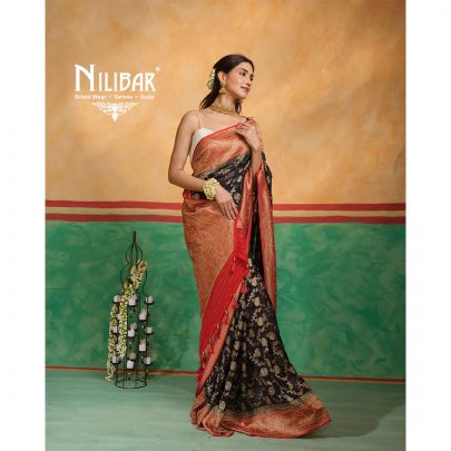 Purple/Red Georgette Banarasi Saree
