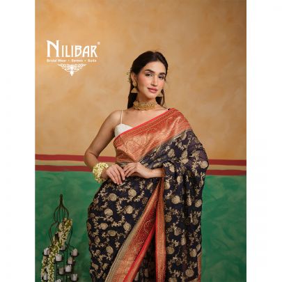 Purple/Red Georgette Banarasi Saree