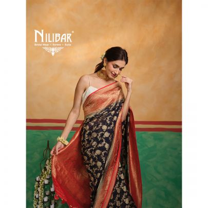 Purple/Red Georgette Banarasi Saree