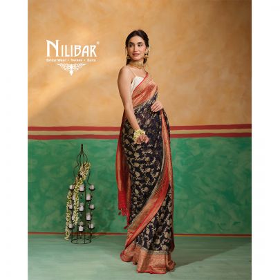 Purple/Red Georgette Banarasi Saree