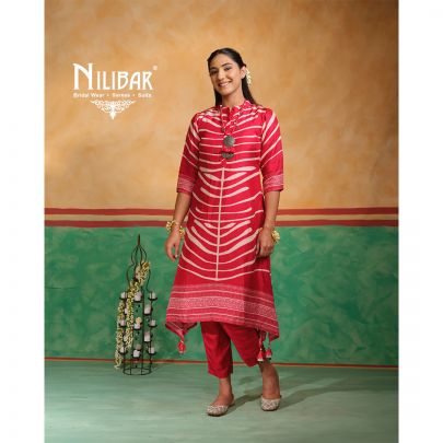 Red Silk Kurta Pant Suit