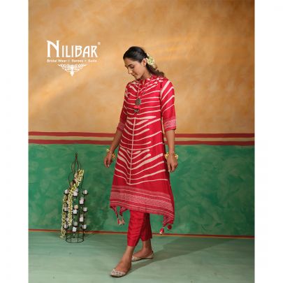 Red Silk Kurta Pant Suit