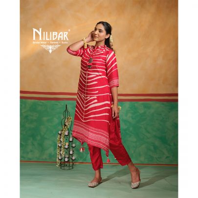 Red Silk Kurta Pant Suit