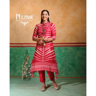Red Silk Kurta Pant Suit