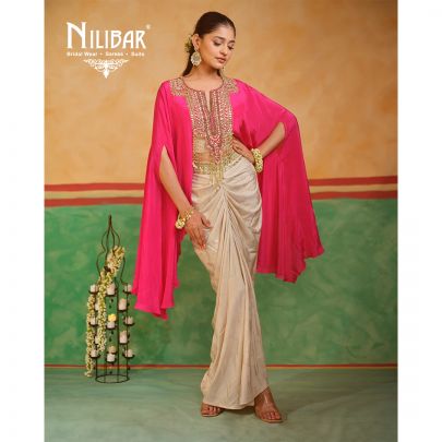 Bright Pink and Ivory Indo Western Dhoti Set
