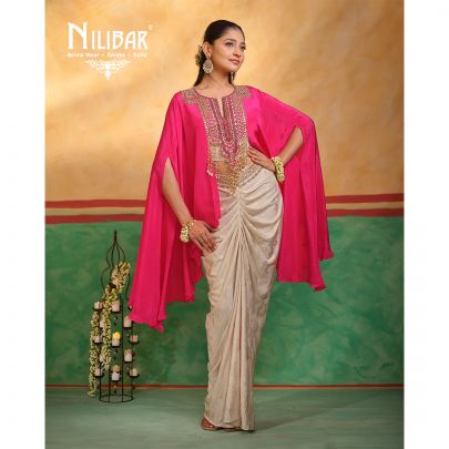 Bright Pink and Ivory Indo Western Dhoti Set