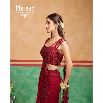 Red Silk Draped Saree