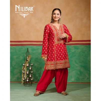Red Silk Suit with Net Dupatta