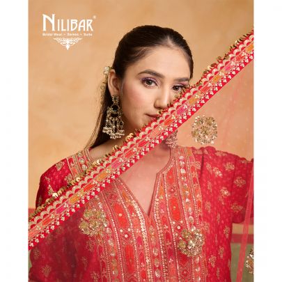 Red Silk Suit with Net Dupatta