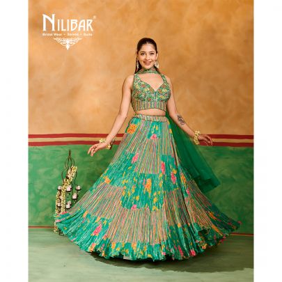 Green Chinon Lehenga