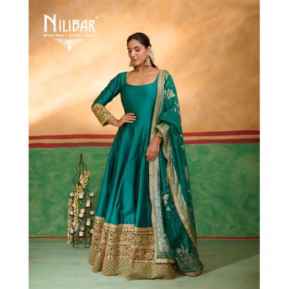 Pine Green Silk Anarkali Suit