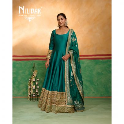 Pine Green Silk Anarkali Suit
