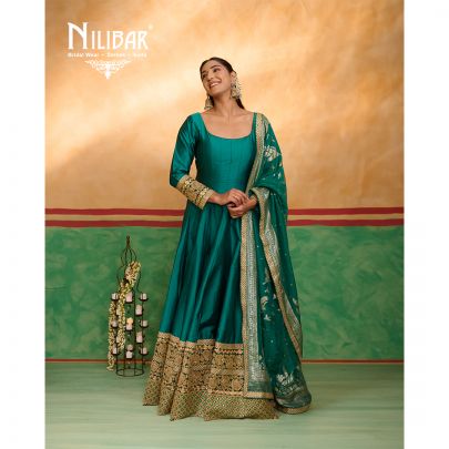 Pine Green Silk Anarkali Suit