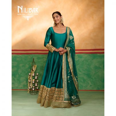 Pine Green Silk Anarkali Suit