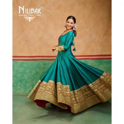 Pine Green Silk Anarkali Suit