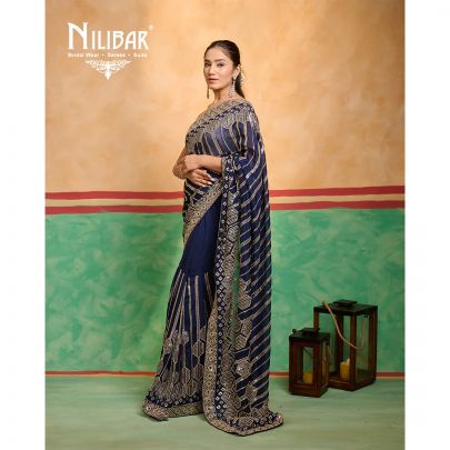 Navy Blue Georgette Saree
