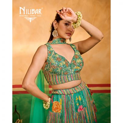 Green Chinon Lehenga