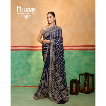 Navy Blue Georgette Saree