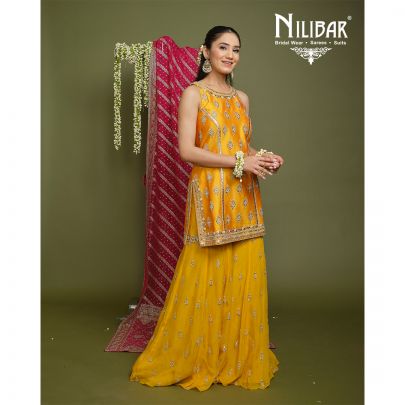 Honey Yellow Silk Garara Suit