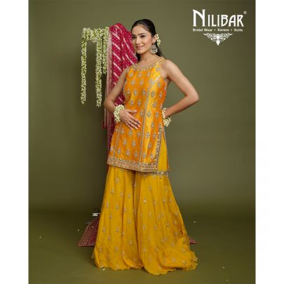 Honey Yellow Silk Garara Suit