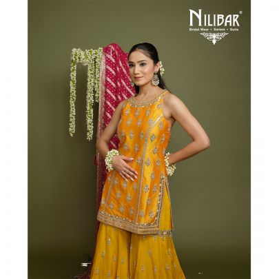 Honey Yellow Silk Garara Suit