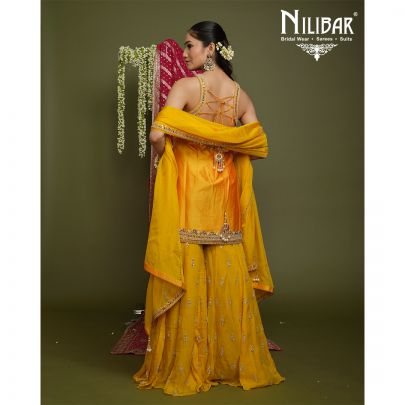 Honey Yellow Silk Garara Suit