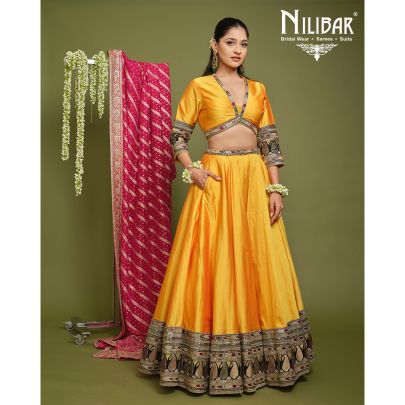 Sunflower Yellow Silk Lehenga