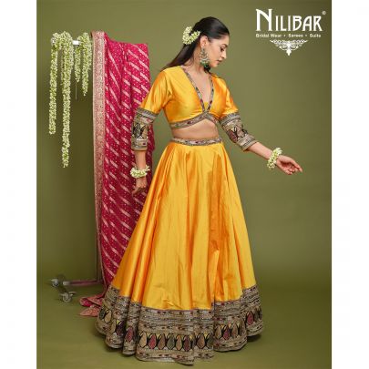 Sunflower Yellow Silk Lehenga