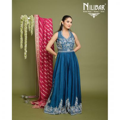 Peacock Blue Silk Jumpsuit