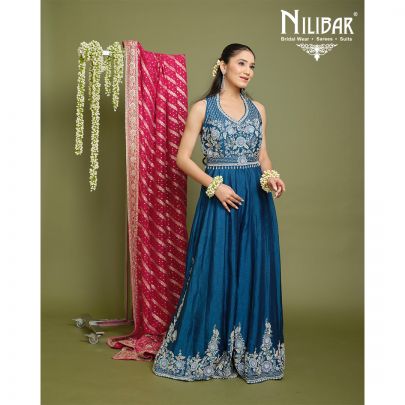 Peacock Blue Silk Jumpsuit