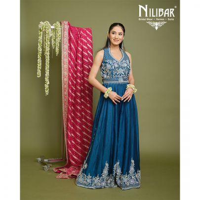 Peacock Blue Silk Jumpsuit