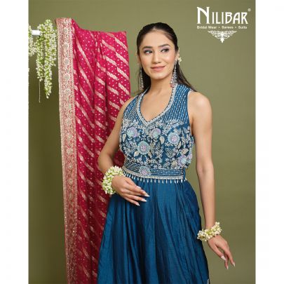 Peacock Blue Silk Jumpsuit
