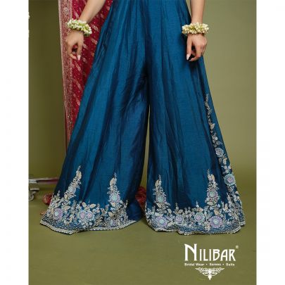 Peacock Blue Silk Jumpsuit