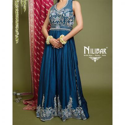 Peacock Blue Silk Jumpsuit