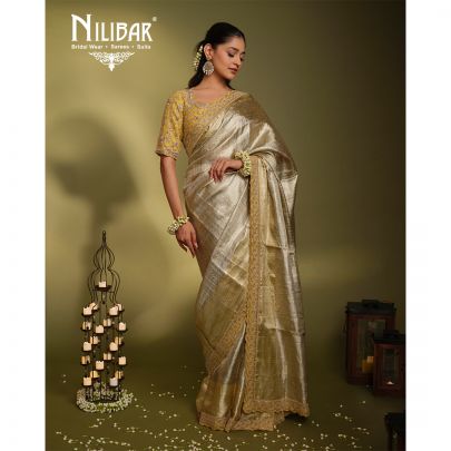 Ivory Gold Drape Silk Saree