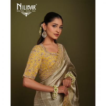 Ivory Gold Drape Silk Saree