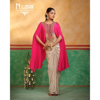 Bright Pink and Ivory Indo Western Dhoti Set