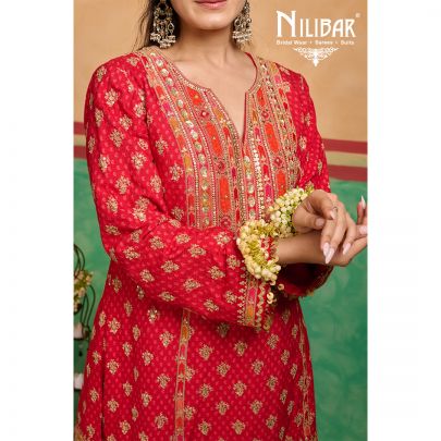 Red Silk Suit with Net Dupatta