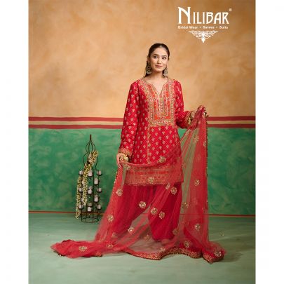 Red Silk Suit with Net Dupatta
