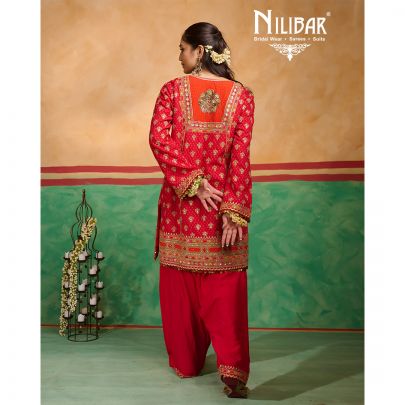 Red Silk Suit with Net Dupatta