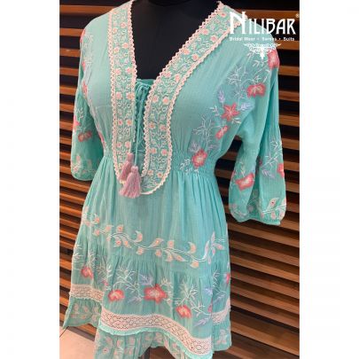 Sea Green Crush Cotton Kurti