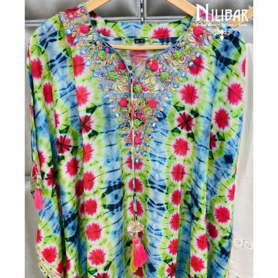 Multi Colour Cotton Kaftan Set