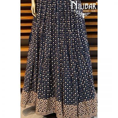Berry Blue Georgette Lehenga
