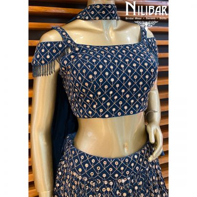 Berry Blue Georgette Lehenga