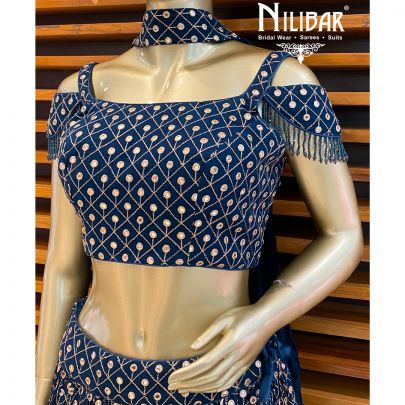 Berry Blue Georgette Lehenga