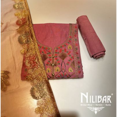 Mulberry Maheshwari Silk Unstitched Suit
