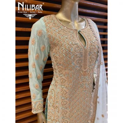 Mint Green Georgette Heavy Suits