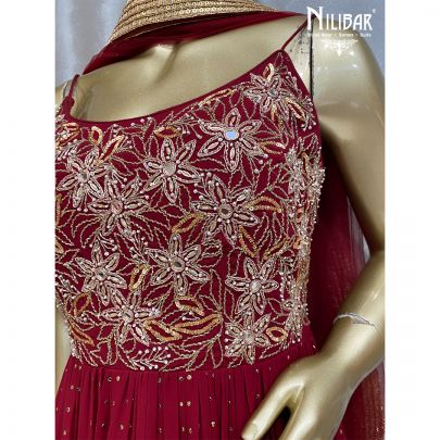 Roby Red Georgette and Net Anarkali Suit