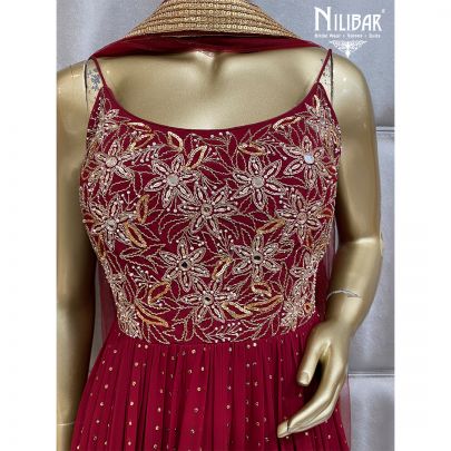 Roby Red Georgette and Net Anarkali Suit