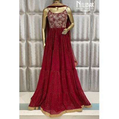 Roby Red Georgette and Net Anarkali Suit